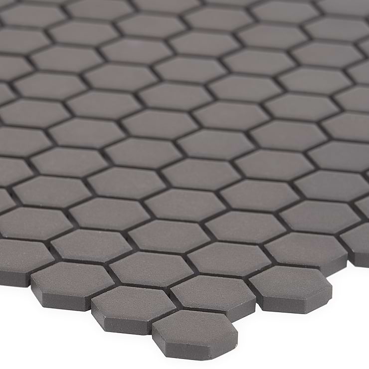 Level Black 1" Hexagon Matte Porcelain Tile