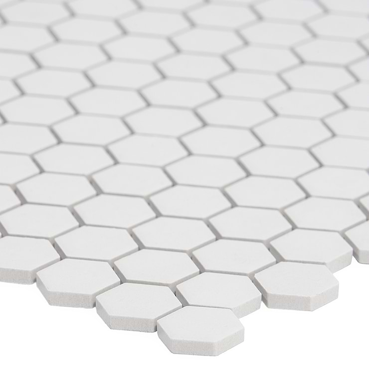 Level White 1" Hexagon Matte Porcelain Mosaic Tile