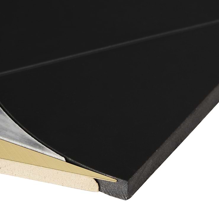 Regis Nero Waterjet Polished Marble Mosaic Tile- Black and Brass