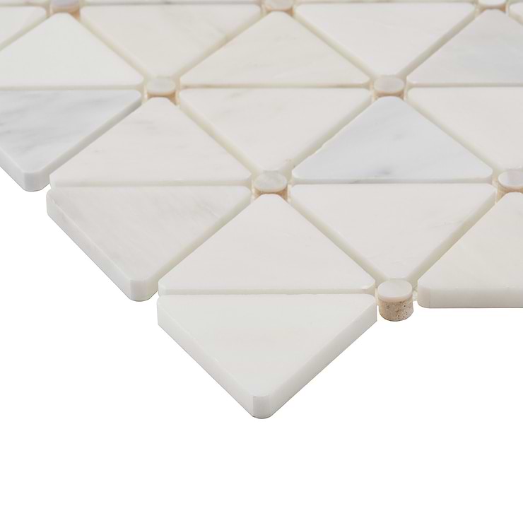 Highland Akoya White 2" Marble & Pearl Polished Mosaic Tile
