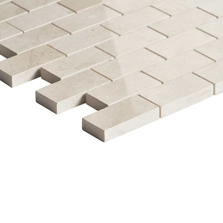 Aero Cream Light Beige 1x2 Polished Limestone Mosaic Tile