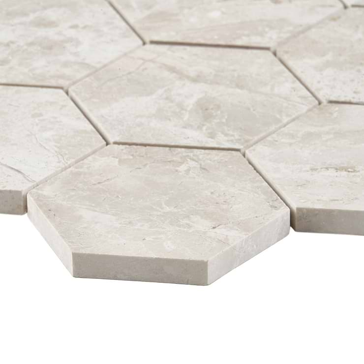 Cream Misto 3" Honed Marble Hexagon Mosaic