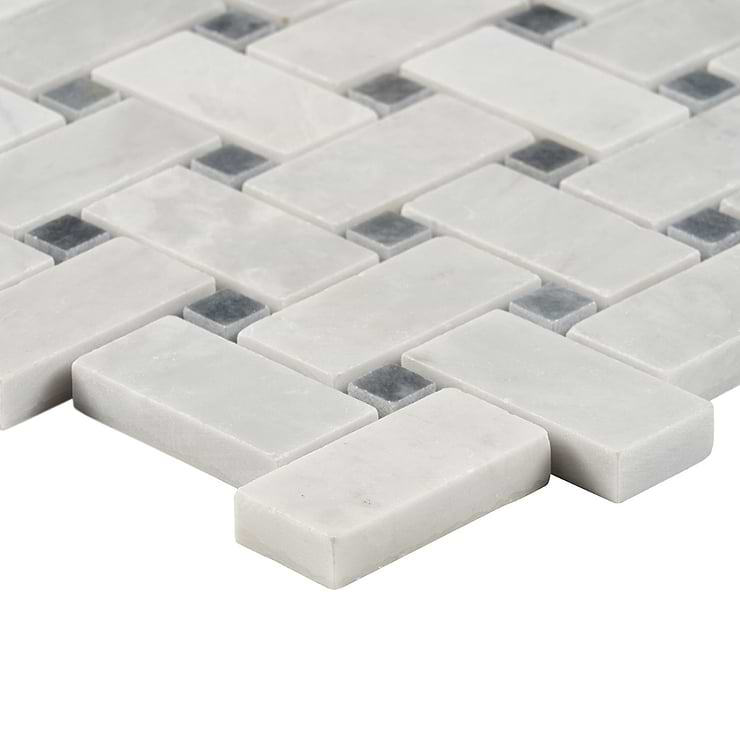 Ice Gray 1x2 Honed Marble Basketweave Mosaic