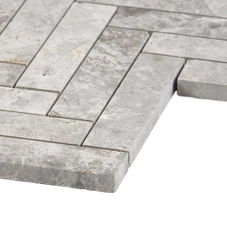 Tundra Gray 1x4 Herringbone Honed Limestone Mosaic