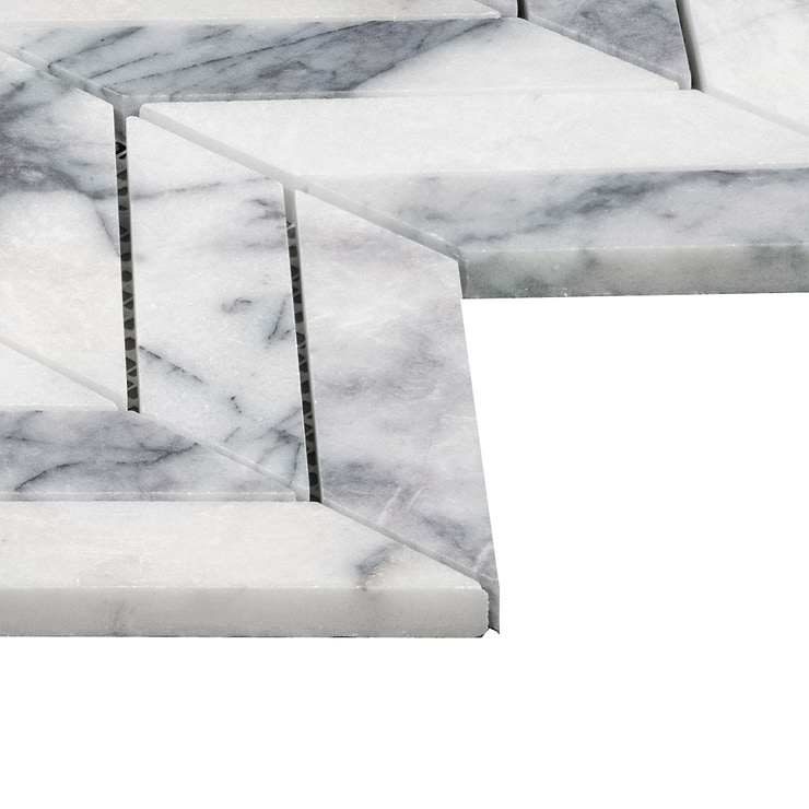 Lilac White 1x4 Chevron Honed Marble Mosaic