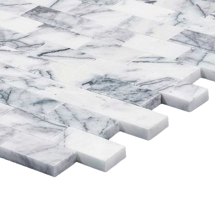 Lilac White 1x2 Honed Marble Mosaic