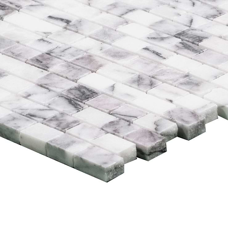 Lilac White Micro Cracked Joint Honed Marble Mosaic