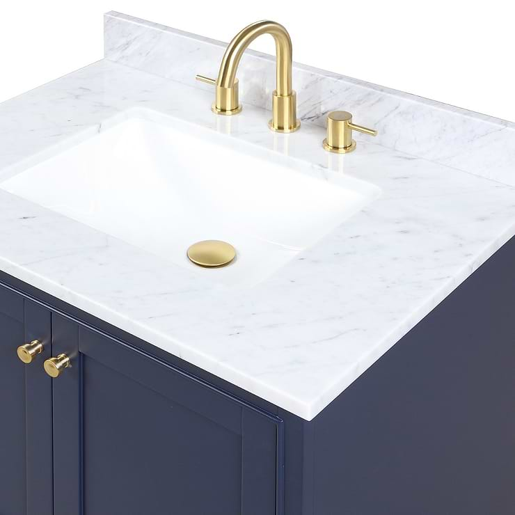 Glendale 30'' Blue Vanity And Marble Counter