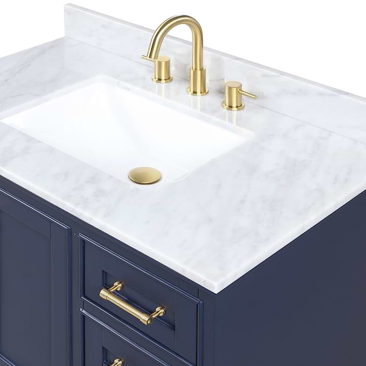 Glendale 36'' Blue Vanity And Marble Counter