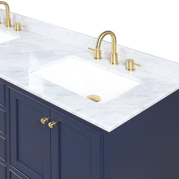 Glendale 60'' Blue Vanity And Marble Counter