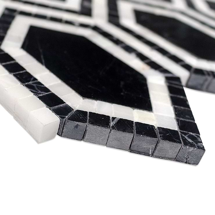 Infinity Nero Hexagon With Asian Statuary Marble Tile