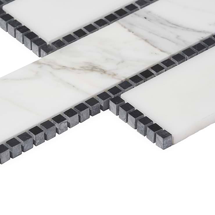 New Palm Beach by Krista Watterworth Brick White 3x12" Polished Marble Mosaic