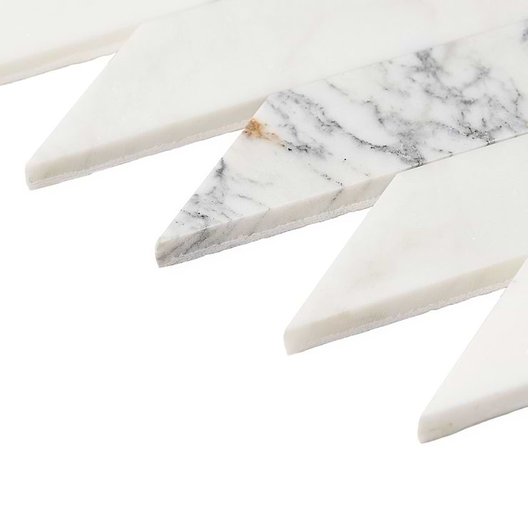 New Palm Beach by Krista Watterworth Floral White Chevron Polished Marble Mosaic