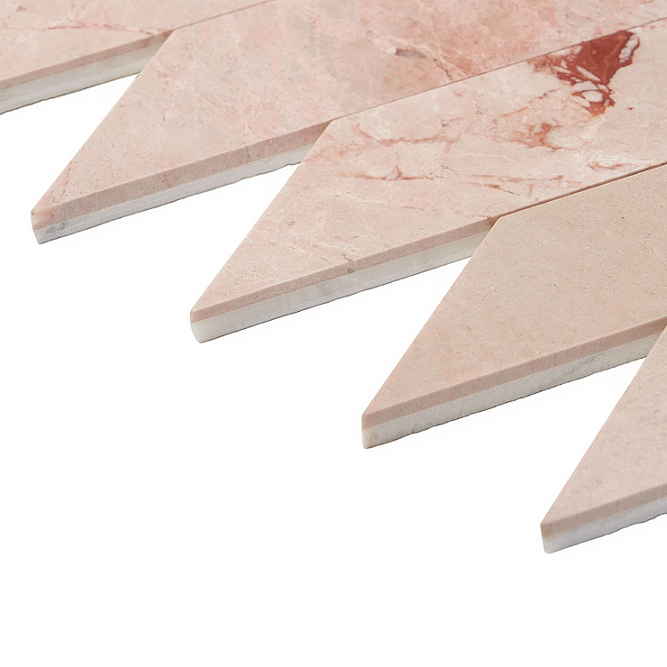 New Palm Beach by Krista Watterworth Floral Pink Chevron Polished Marble Mosaic