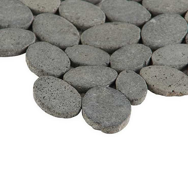 Nature Lava Black Round Pebble Mosaic