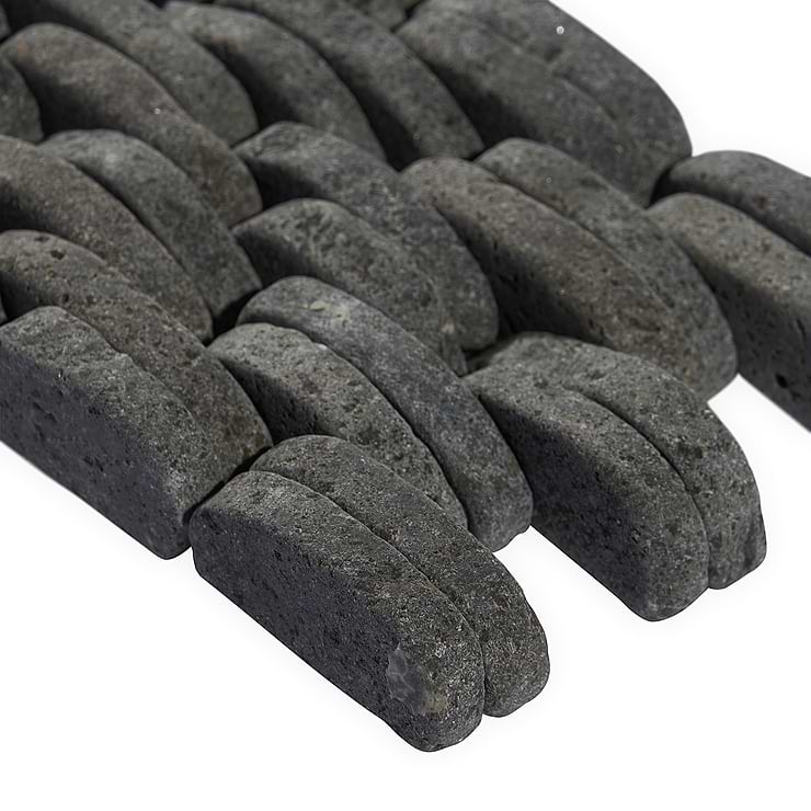Nature Lava Black Stacked Pebble Mosaic