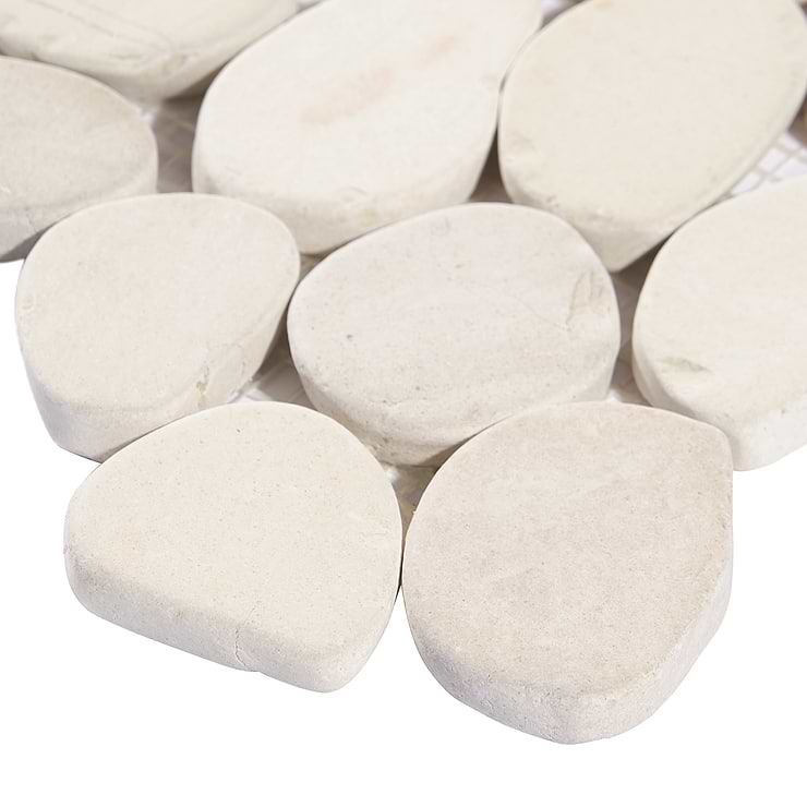 Nature White Round Pebble Mosaic 