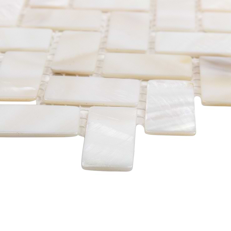 Oyster White Pearl Herringbone Tile