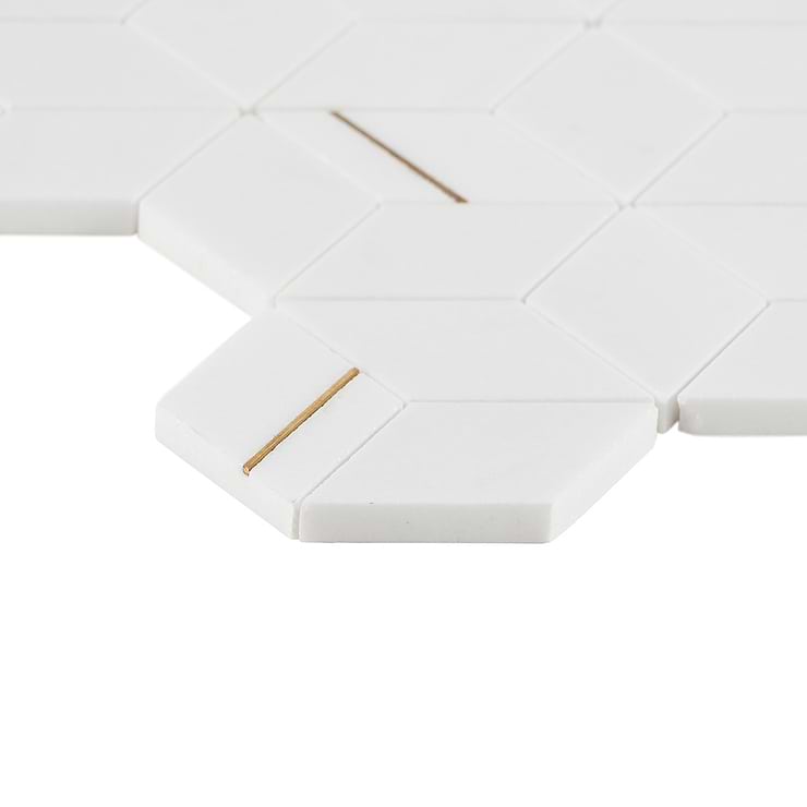 Morgana Thassos Polished Marble and Brass Mosaic Tile