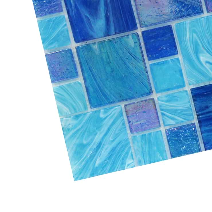 Aquatic Ocean Blue Piazza Pattern Glass Tiles