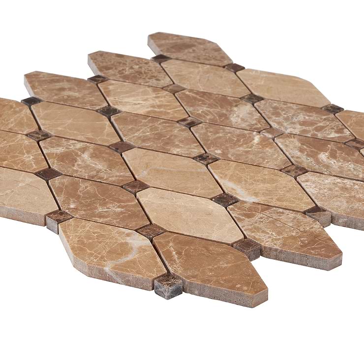 Octave Light Brown With Dark Emperador 2x4 Marble Polished Mosaic Tile