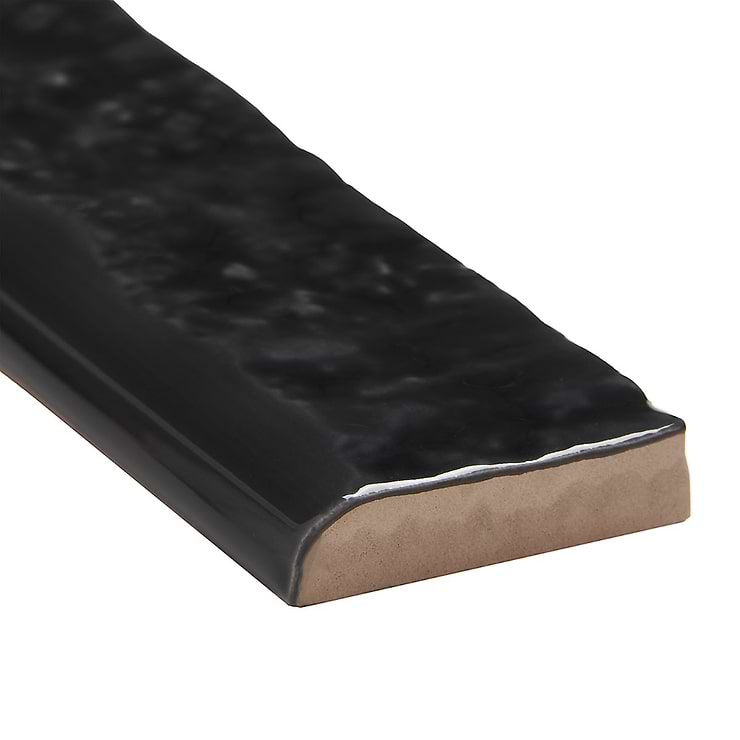 Wabi Sabi Coal Black 1.5x9 Glossy Ceramic Bullnose