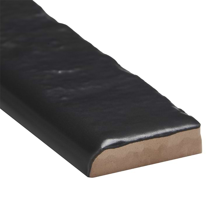 Wabi Sabi Coal Black 1.5x9 Matte Ceramic Bullnose