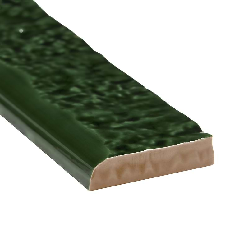 Wabi Sabi Emerald Green 1.5x9 Crackled Glossy Ceramic Bullnose