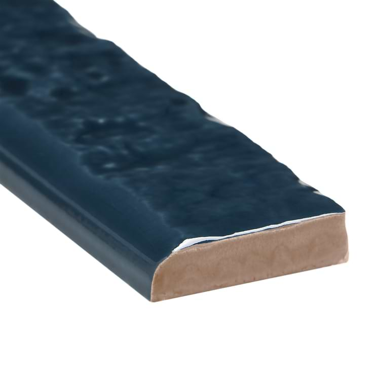 Wabi Sabi Sapphire Blue 1.5x9 Crackled Glossy Ceramic Bullnose