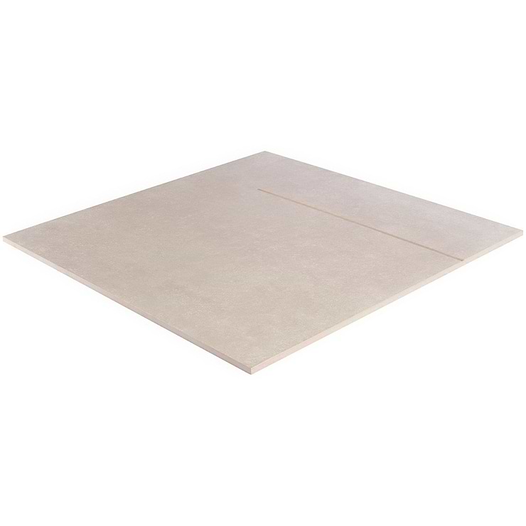 Lines Brass Inlay Greige 24x24 Porcelain Tile with Matte Finish and Brass Lines