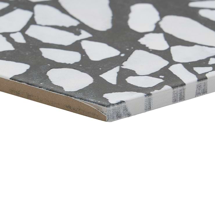Terrazzo Hex Nero Black & White 9" Terrazzo Look Matte Porcelain Tile