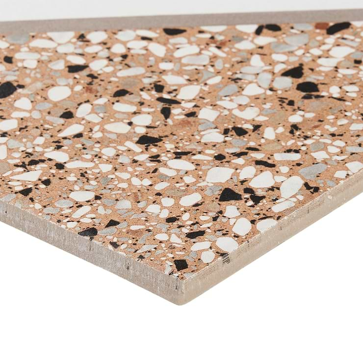 Chips Deco Terracotta Multicolor 8x8 Terrazzo Look Matte Porcelain Tile