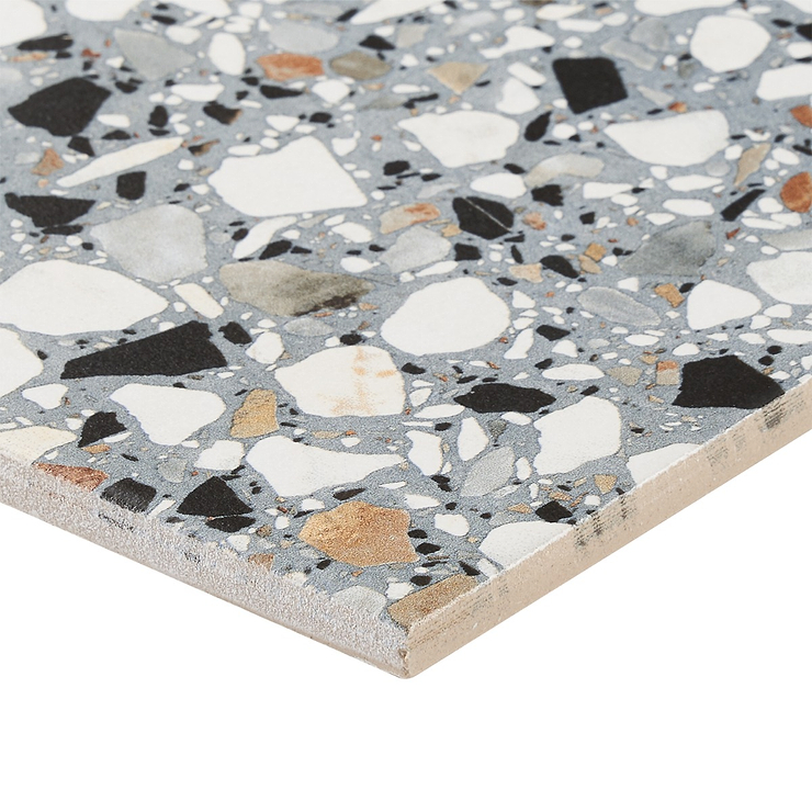 Chips Macro Azur Multicolor 8x8 Terrazzo Look Matte Porcelain Tile