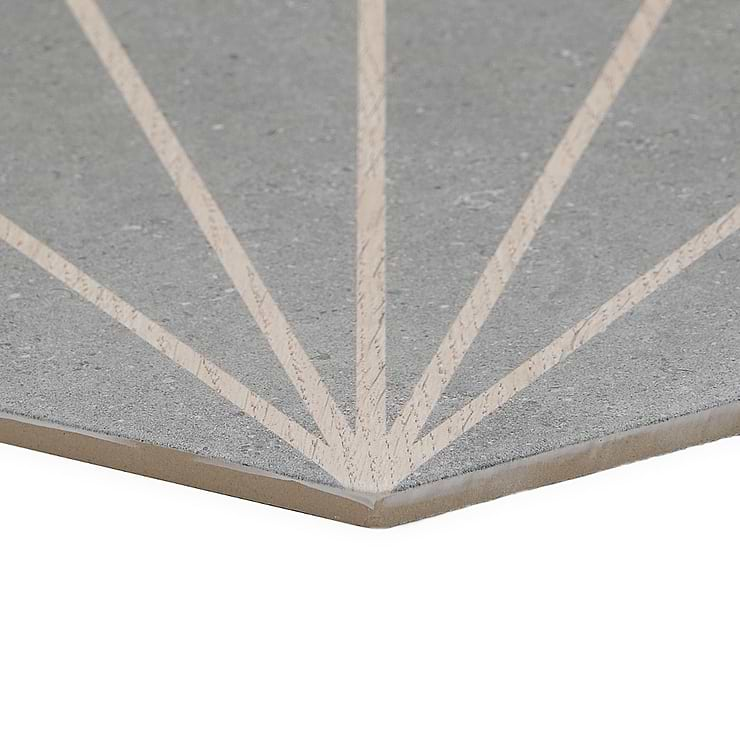 Pergola Beams Graphite 12.5" Hexagon Gray Matte Porcelain Tile