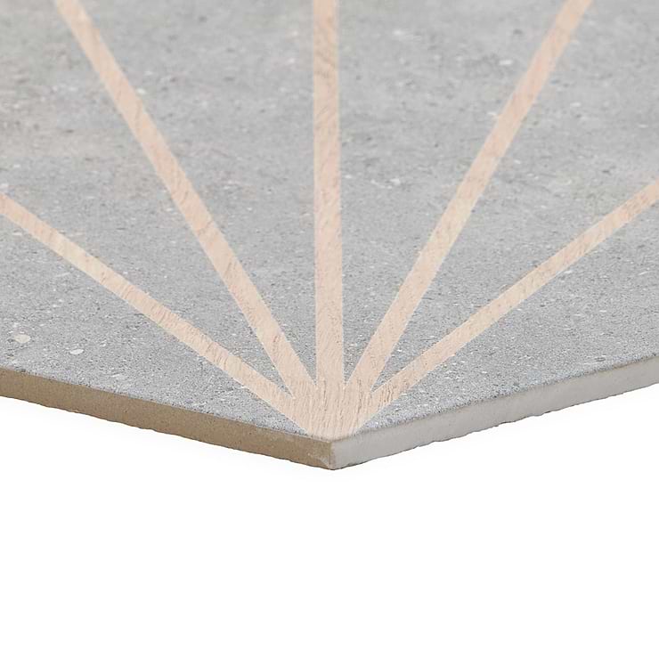 Pergola Beams Gray 12.5" Hexagon Matte Gray Porcelain Tile