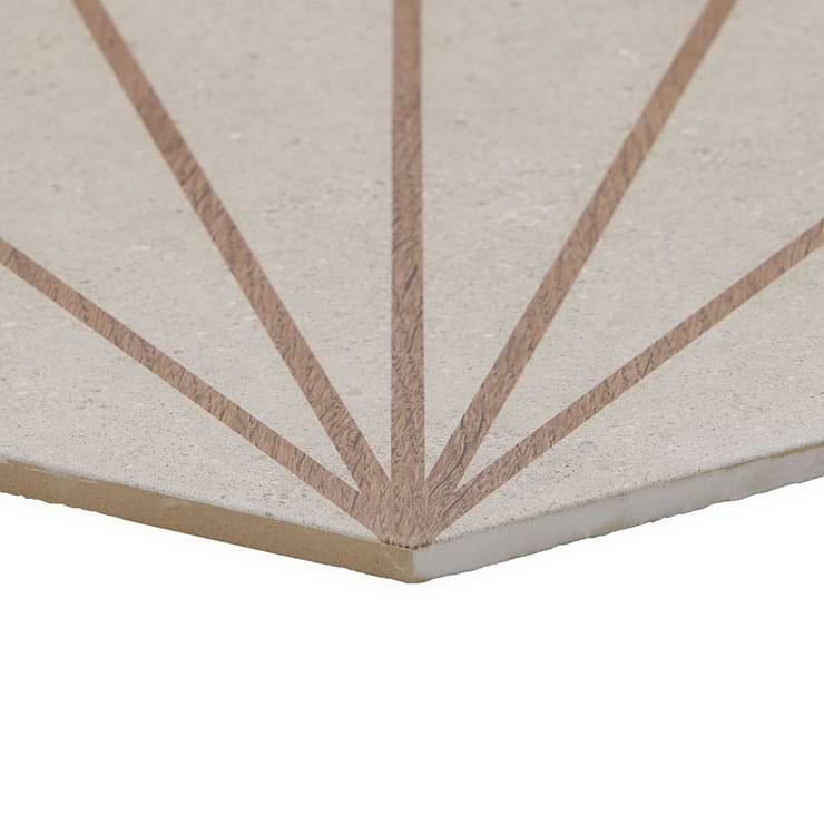 Pergola Beams Taupe 12.5" Hexagon Matte Porcelain Tile