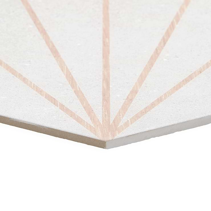 Pergola Beams White 12.5" Hexagon Porcelain Matte Tile