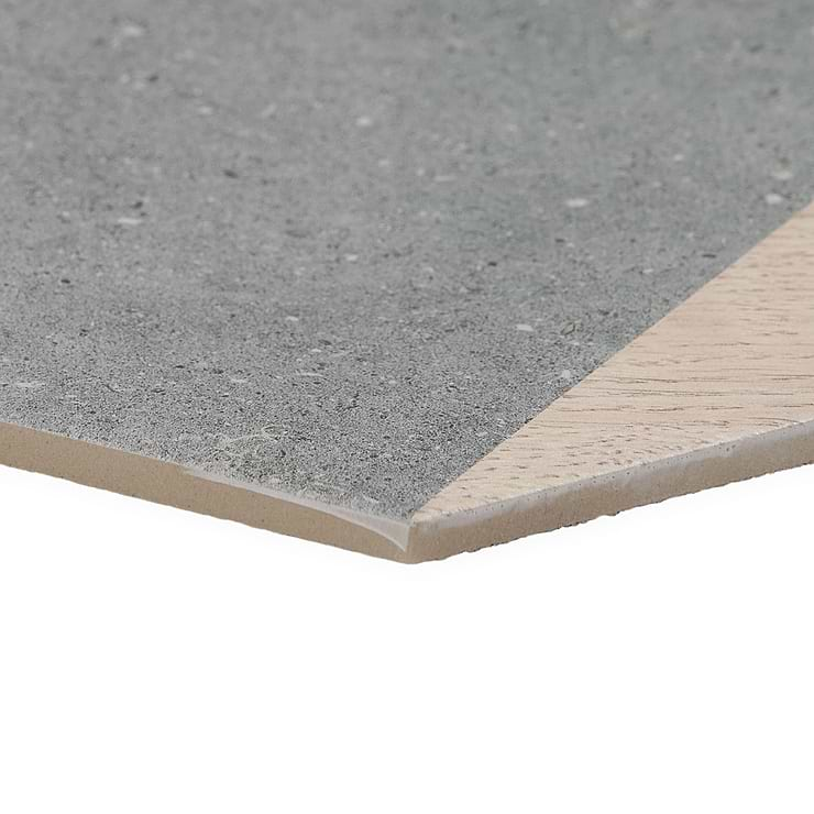 Pergola Wood Graphite 12.5" Hexagon Matte Porcelain Tile