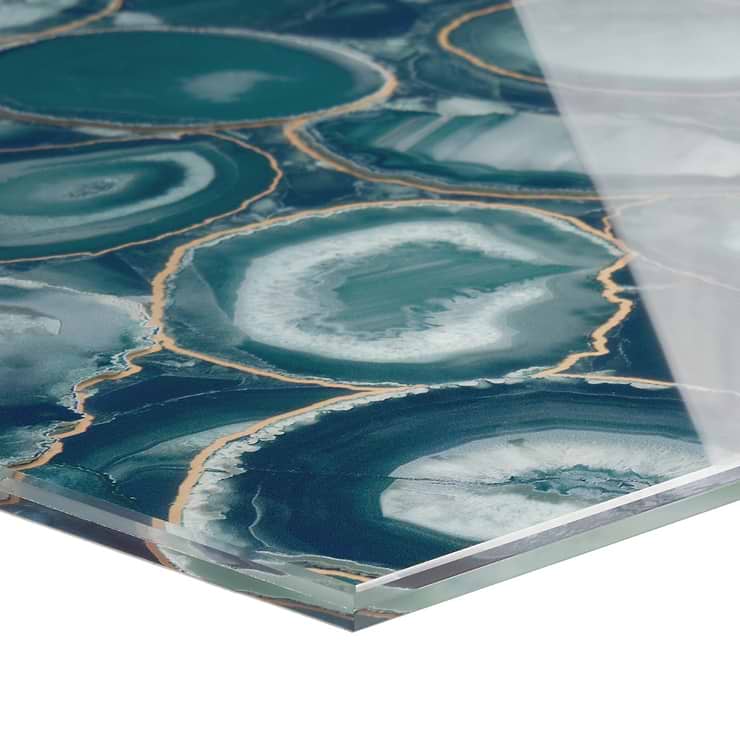 Agate Glass Teal Green 18x36 Polished Glass Tile