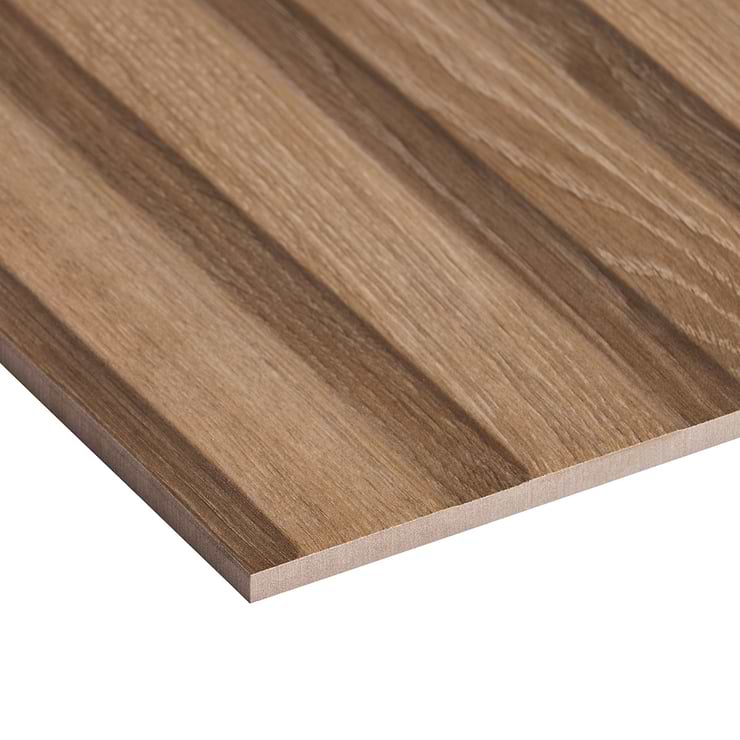 Nobu Ribbon Roble Brown 24x48 Wood Look Matte Porcelain Tile