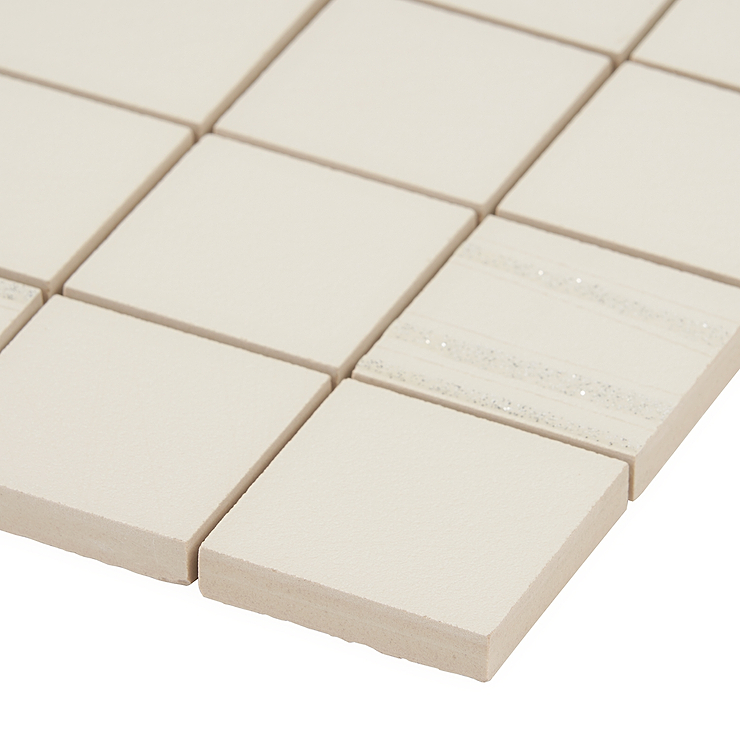 Halo Textured Pearl Beige 2x2 Porcelain Mosaic Tile