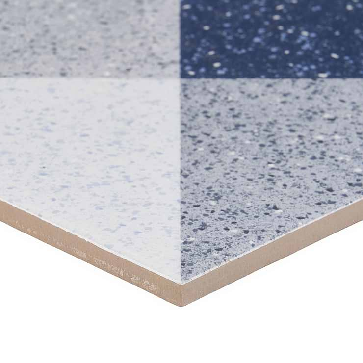 Art Geo by Elizabeth Sutton Terrazzo Deco Blue 8x8 Matte Porcelain Tile: Pattern 2