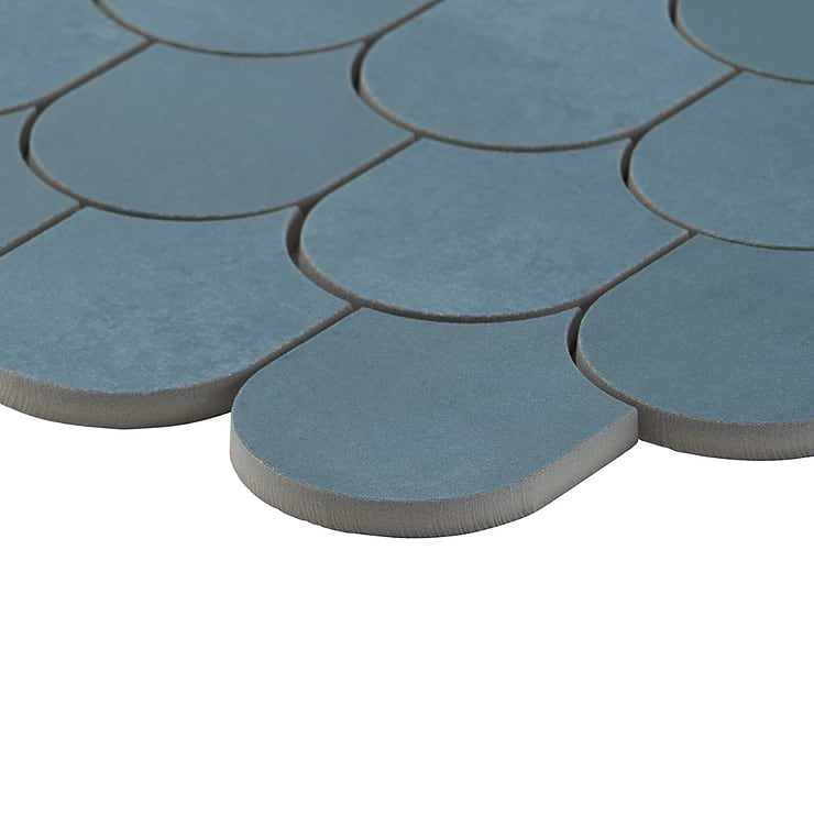 Bond Indio Blue Fishscale Plume Matte Porcelain Mosaic Tile