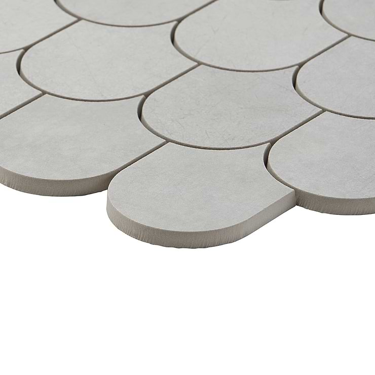 Bond Nimbus Silver Fishscale Plume Matte Porcelain Mosaic Tile