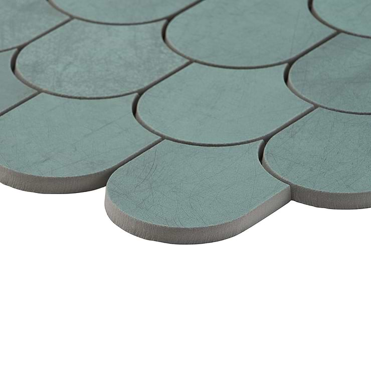 Bond Viridum Green Fishscale Plume Matte Porcelain Mosaic Tile