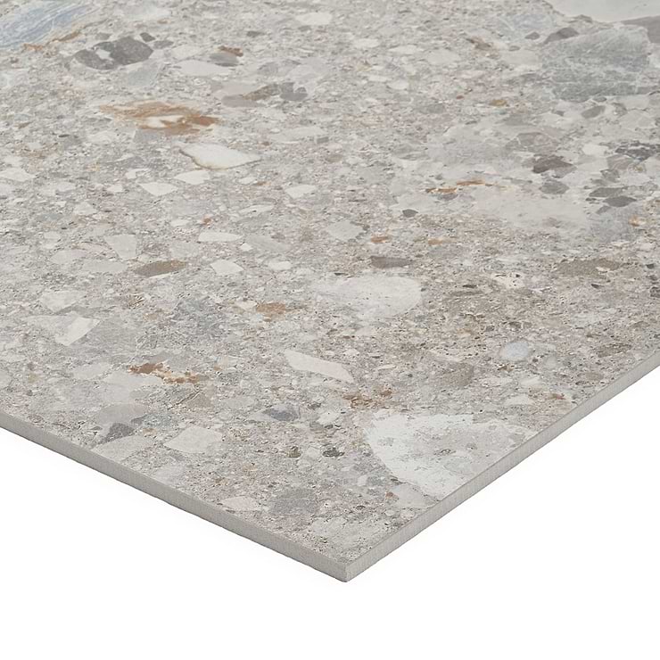 Rizo Earth Gray 24x24 Terrazzo Look Matte Porcelain Tile