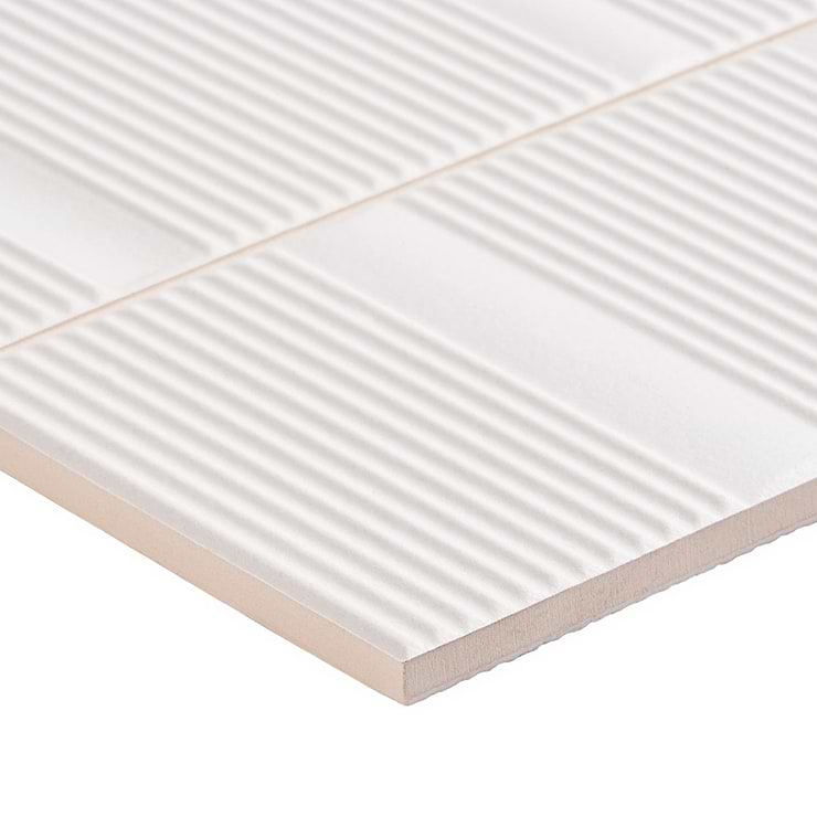 Division White 8x16 Fluted 3D Matte Ceramic Wall Tile