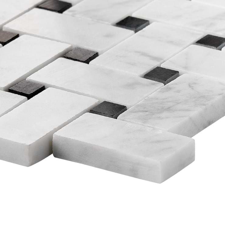 Trenza Basket Weave Carrara Marble Polished Mosaic Tile