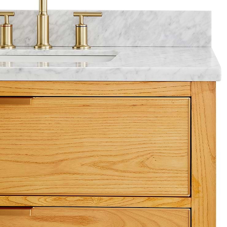 Dayton 36" Woodgrain Vanity with Carrara Marble Top and Ceramic Basin