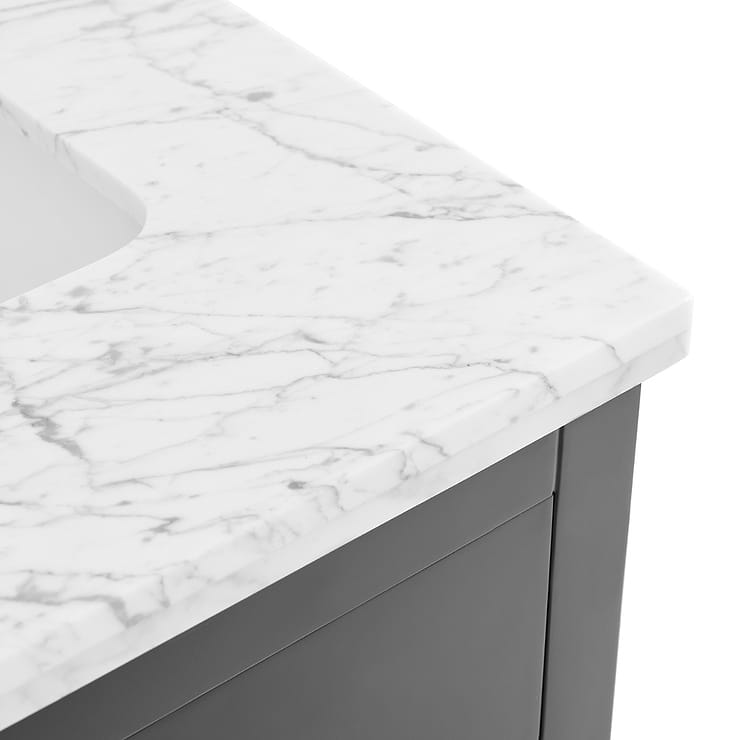 Iconic 24" Charcoal and Gold Vanity with Carrara Marble Top and Ceramic Basin